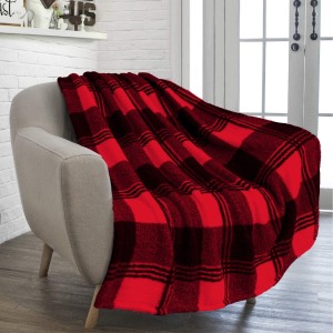 Patura pufoasa cocolino, 200x230cm, 350gr, carouri, Rosu-Negru