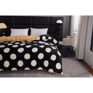  Pilota Cocolino cu Blăniță Bej Ultra Pufoasă, Matlasată, 200x230 cm – Căldură Instantă și Confort de Lux pentru Nopți Reci, Negru, buline
