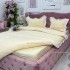 Lenjerie pat dublu,  FINET, cu Broderie si Volanase, 4 piese, cu Elastic, galben deschis [7]