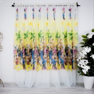 Perdea pentru copii din matase, Mickey si Minnie, 500x232cm, rejansa pentru bara