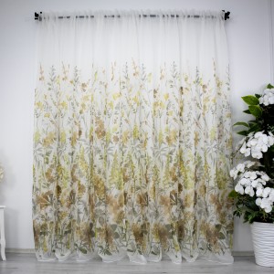 Perdea din matase imprimata, flori maro, 300cm latime x 200cm inaltime, , Rejansa pt. sina 