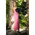 Rochie midi, cu maneci bufante, BOW, Roz [10]