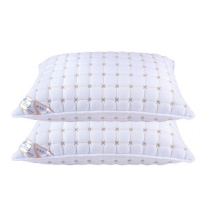 Set 2 perne matlasate brodate, dreptunghiulare 50x70 cm, Alb, Fabricate in Romania