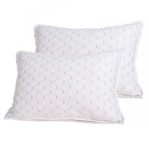 Set 2 perne matlasate brodata tricot natur, dreptunghiulare 50x70 cm, broderie gri, Fabricate in Romania