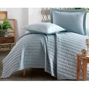 Set cuvertura de pat dublu, 3 piese, Bumbac 100%, 240x260cm, Clasy, PEDRA V4 Turquoise