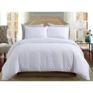 Lenjerie pat single, 4 piese, Bumbac 100%, PERCALLE, Alb