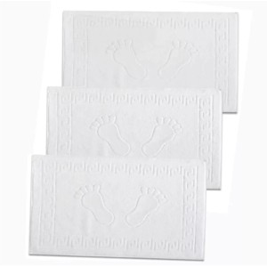 Set 3 Covorase prosop din 100% Bumbac Pakistanez pentru baie, Alb Set 3 Covorase prosop din 100% Bumbac Pakistanez pentru baie, Alb