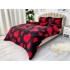 Lenjerie pat dublu, Super Pufoasa COCOLINO, 4 piese, cu ELASTIC, Negru, Roșu, inimioare [9]