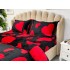 Lenjerie pat dublu, Super Pufoasa COCOLINO, 4 piese, cu ELASTIC, Negru, Roșu, inimioare [8]