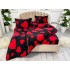 Lenjerie pat dublu, Super Pufoasa COCOLINO, 4 piese, cu ELASTIC, Negru, Roșu, inimioare [7]