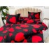 Lenjerie pat dublu, Super Pufoasa COCOLINO, 4 piese, cu ELASTIC, Negru, Roșu, inimioare [6]