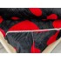 Lenjerie pat dublu, Super Pufoasa COCOLINO, 4 piese, cu ELASTIC, Negru, Roșu, inimioare [5]