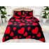 Lenjerie pat dublu, Super Pufoasa COCOLINO, 4 piese, cu ELASTIC, Negru, Roșu, inimioare [12]
