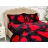 Lenjerie pat dublu, Super Pufoasa COCOLINO, 4 piese, cu ELASTIC, Negru, Roșu, inimioare [2]