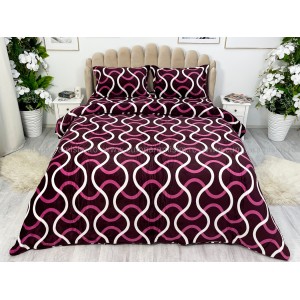 Lenjerie pat dublu, Super Pufoasa COCOLINO,cu ELASTIC, 4 piese, Mov, dungi