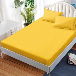 Cearsaf cu elastic, FINET, 180x200cm, 2 fete de perne 50x70cm, Galben