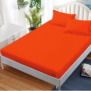 Cearsaf cu elastic, FINET, 180x200cm, 2 fete de perne 50x70cm, Portocaliu