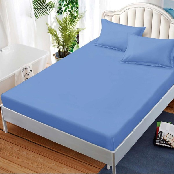 Cearsaf cu elastic, FINET, 180x200cm, 2 fete de perne 50x70cm, Bleu [1]