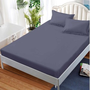 Cearsaf cu elastic, FINET, 180x200cm, 2 fete de perne 50x70cm, Gri inchis