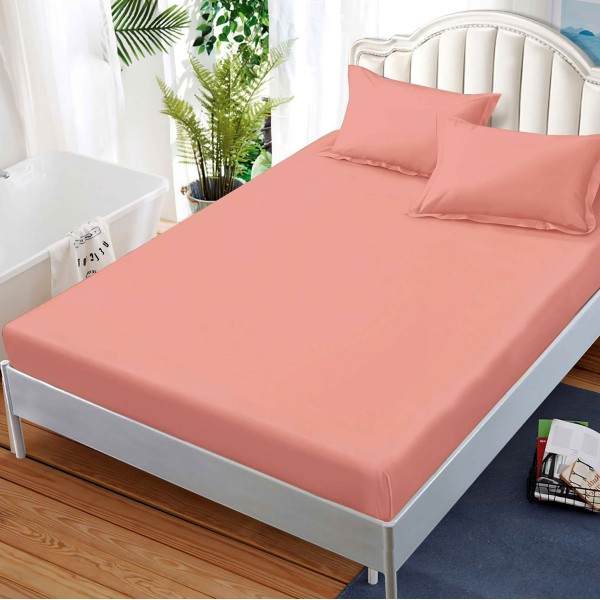 Cearsaf cu elastic, FINET, 180x200cm, 2 fete de perne 50x70cm, Roz [1]