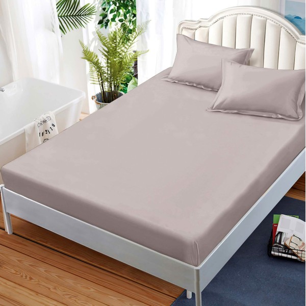 Cearsaf cu elastic, FINET, 180x200cm, 2 fete de perne 50x70cm, Grej [1]