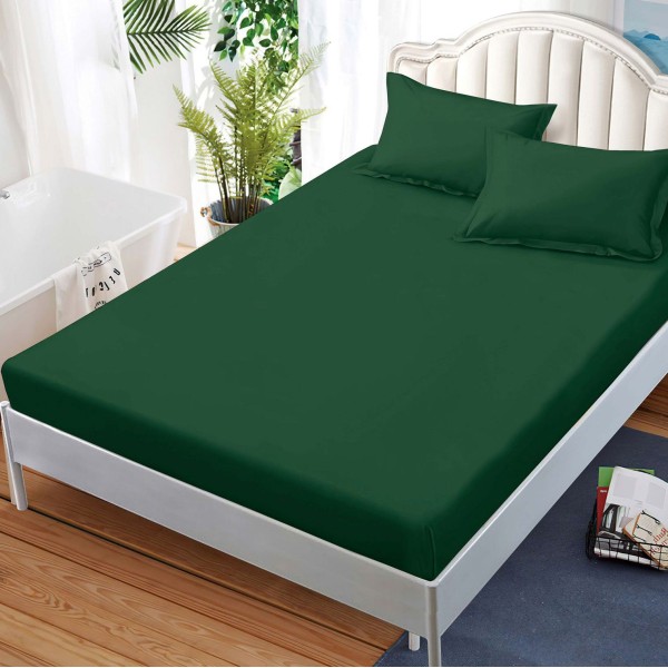 Cearsaf cu elastic, FINET, 180x200cm, 2 fete de perne 50x70cm, Verde smarald [1]