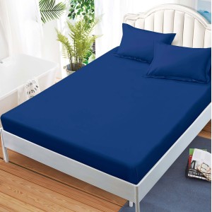 Cearsaf cu elastic, FINET, 180x200cm, 2 fete de perne 50x70cm, Albastru intens