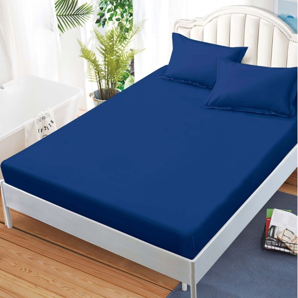 Cearsaf cu elastic, FINET, 180x200cm, 2 fete de perne 50x70cm, Albastru intens [1]