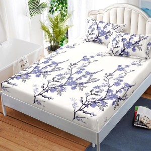 Cearsaf cu elastic, FINET, 180x200cm, 2 fete de perne 50x70cm, Gri, crengute