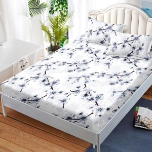 Cearsaf cu elastic, FINET, 180x200cm, 2 fete de perne 50x70cm, Gri, crengute