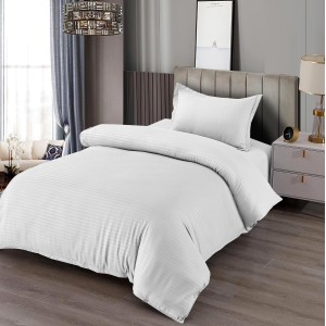 Lenjerie HoReCa, pat single, Damasc Finetat Deluxe, 4 piese, Alb