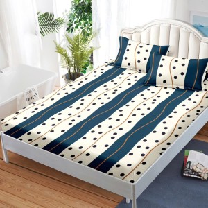 Cearsaf cu elastic, FINET, 180x200cm, 2 fete de perne 50x70cm, Albastru, buline