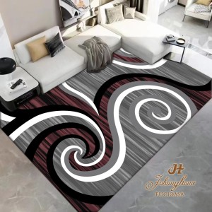 Covor 150x230cm pentru Dormitor si Living, Gri - Rosu