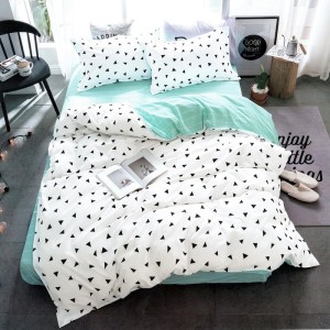 Lenjerie pat dublu cu doua feţe, bumbac satinat, 4 piese,  Alb