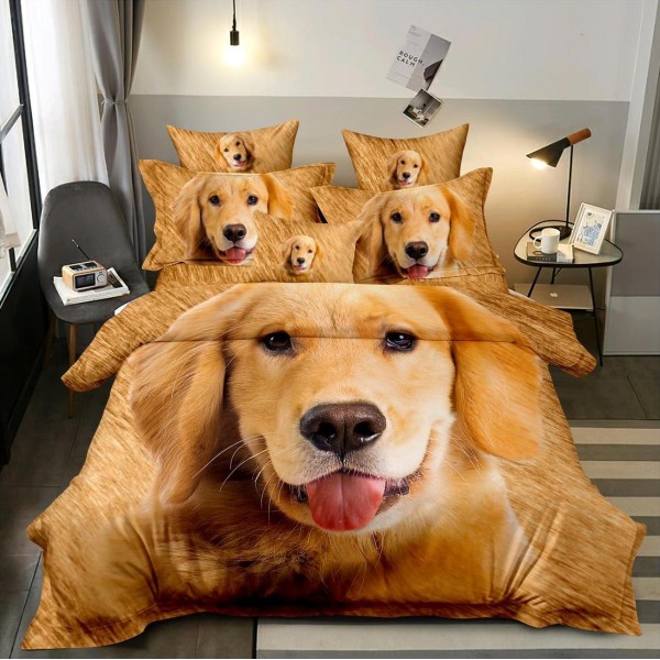 Lenjerie pat dublu,  FINET, 6 piese, IDENTICA CU POZA, Maro, catel [1]