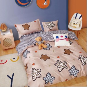 Lenjerie pat 1 PERSOANA, FINET, 4 piese, Maro, ursuleti, stelute