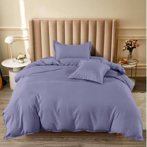 Lenjerie pat 1 PERSOANA, BUMBAC FINET, 4 piese, cu ELASTIC, Indigo