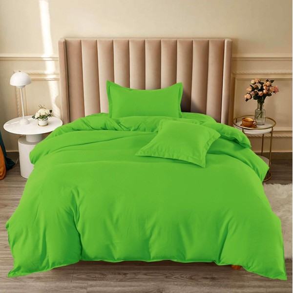 Lenjerie pat 1 PERSOANA, BUMBAC FINET, 4 piese, cu ELASTIC, Verde intens [1]