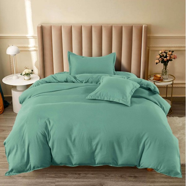 Lenjerie pat 1 PERSOANA, BUMBAC FINET, 4 piese, cu ELASTIC, Verde menta [1]