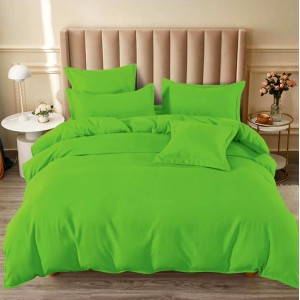 Lenjerie pat dublu,  FINET, 6 piese, cu ELASTIC, Verde intens