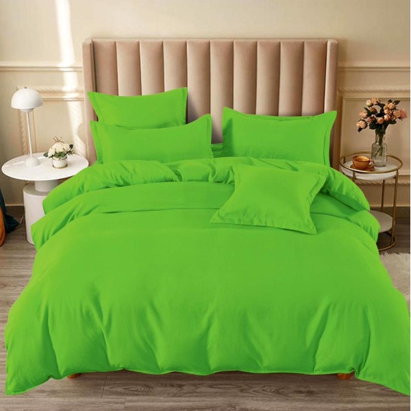 Lenjerie pat dublu,  FINET, 6 piese, cu ELASTIC, Verde intens [1]