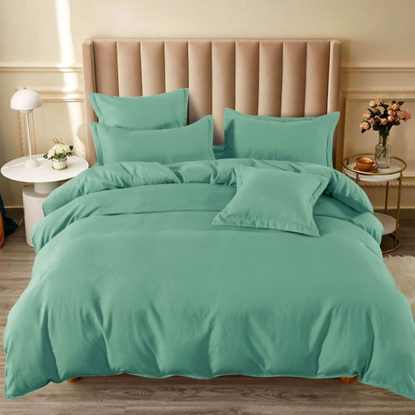 Lenjerie pat dublu,  FINET, 6 piese, cu ELASTIC, Verde menta [1]