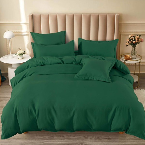 Lenjerie pat dublu,  FINET, 6 piese, cu ELASTIC, Verde smarald [1]