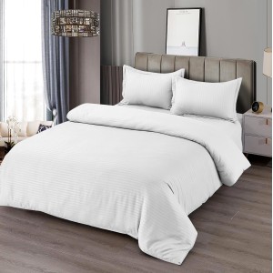 Lenjerie HoReCa, pat dublu, Damasc Finetat Deluxe, 4 piese, Alb