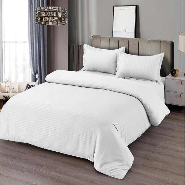 Lenjerie HoReCa, pat dublu, Damasc Finetat Deluxe, 4 piese, Alb [1]