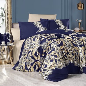 Lenjerie de pat matrimonial, 4 piese, Bumbac 100% Satin Deluxe Artesa V2