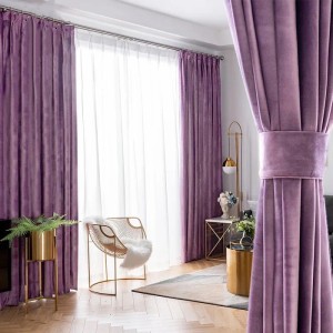 Set 2 draperii Blackout din catifea Lila, 1m latime x 2.5m inaltime, cu rejansa pentru sina