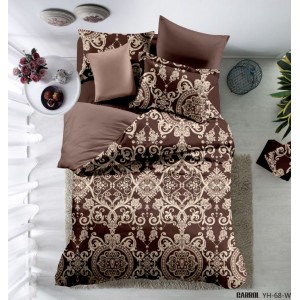 Lenjerie pat dublu, 4 piese, Bumbac 100% Poplin, Maro, Royal