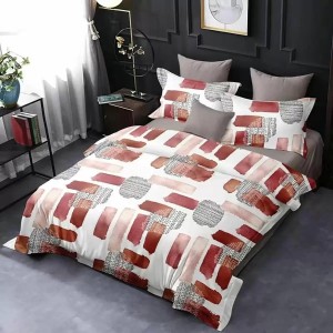 Lenjerie pat dublu, Ralex Pucioasa,  Finet, 6 piese, Crem-Maro, model clasic