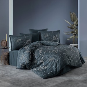 Lenjerie de pat matrimonial, 4 piese, Bumbac 100% Satin Deluxe Moyo V2